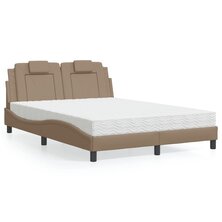 Bed met matras kunstleer cappuccinokleurig 140x200 cm