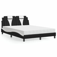 Bed met matras kunstleer zwart en wit 140x200 cm