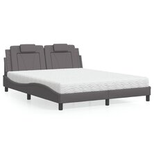 Bed met matras kunstleer grijs 160x200 cm