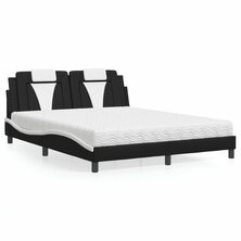 Bed met matras kunstleer zwart en wit 160x200 cm