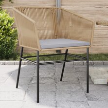 Tuinstoelen 2 st met kussens poly rattan bruin