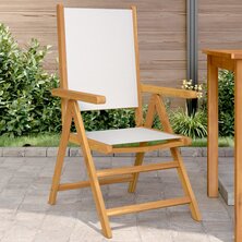 Tuinstoelen 2 st inklapbaar acaciahout en stof cr&egrave;mewit