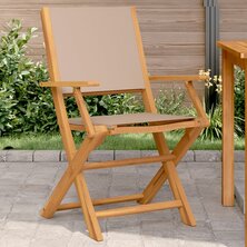 Tuinstoelen 2 st massief acaciahout en stof taupe