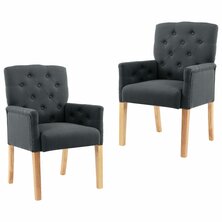 Eetkamerstoelen 2 st met armleuningen stof grijs