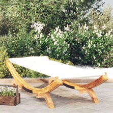 Loungebed 100x188,5x44 cm massief gebogen hout cr&egrave;mekleurig