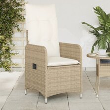 Tuinstoel verstelbaar met kussens poly rattan beige