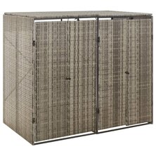 Containerberging dubbel 140x80x117 cm poly rattan grijs