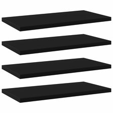 Wandschappen 4 st 40x20x1,5 cm bewerkt hout zwart