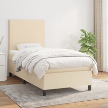 Boxspring met matras stof cr&egrave;mekleurig 80x200 cm