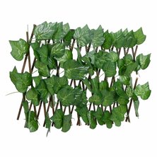 Kunstplant druivenblad op latwerk uittrek baar 180x20 cm groen