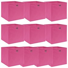 Opbergboxen 10 st 32x32x32 cm stof roze