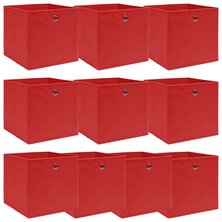 Opbergboxen 10 st 32x32x32 cm stof rood