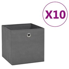 Opbergboxen 10 st 28x28x28 cm nonwoven stof grijs