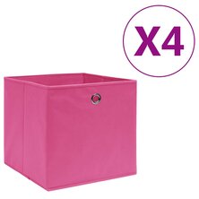 Opbergboxen 4 st 28x28x28 cm nonwoven stof roze