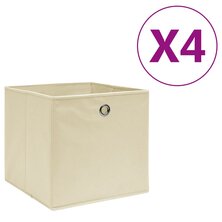 Opbergboxen 4 st 28x28x28 cm nonwoven stof cr&egrave;mekleurig