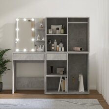 Kaptafel met 2 kastjes en LED&apos;s bewerkt hout betongrijs