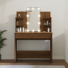 Kaptafel met LED-verlichting 96x40x142 cm bruin eikenkleur