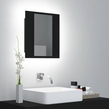 Badkamerkast met spiegel en LED 40x12x45 cm acryl zwart