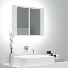 Badkamerkast met spiegel en LED 60x12x45 cm acryl wit