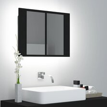Badkamerkast met spiegel en LED 60x12x45 cm acryl zwart
