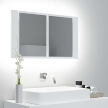 Badkamerkast met spiegel en LED 80x12x45 cm acryl wit