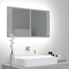 Badkamerkast met spiegel en LED 80x12x45 cm acryl betongrijs