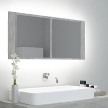 Badkamerkast met spiegel en LED 100x12x45 cm acryl betongrijs