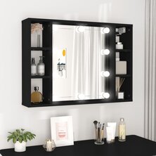 Spiegelkast met LED-verlichting 76x15x55 cm zwart