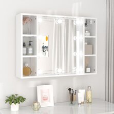 Spiegelkast met LED-verlichting 76x15x55 cm hoogglans wit