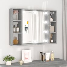 Spiegelkast met LED-verlichting 76x15x55 cm grijs sonoma eiken