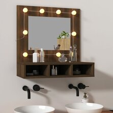 Spiegelkast met LED-verlichting 60x31,5x62 cm bruin eikenkleur