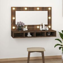 Spiegelkast met LED-verlichting 90x31,5x62 cm bruin eikenkleur