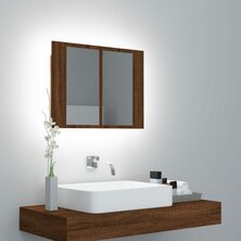 Spiegelkast LED 60x12x45 cm bewerkt hout bruin eikenkleur