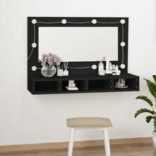 Spiegelkast met LED-verlichting 90x31,5x62 cm zwart