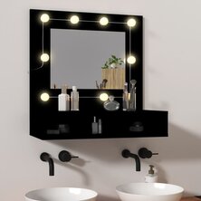 Spiegelkast met LED-verlichting 60x31,5x62 cm zwart