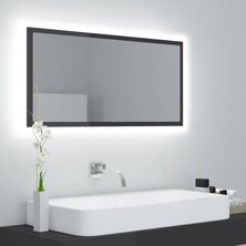 Badkamerspiegel LED 90x8,5x37 cm acryl hoogglans grijs