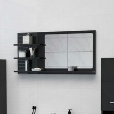 Badkamerspiegel 90x10,5x45 cm bewerkt hout hoogglans zwart