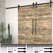 Hardwaresets voor schuifdeuren 2 st 183 cm staal zwart