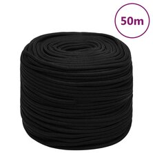 Werktouw 6 mm 50 m polyester zwart