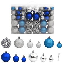 Kerstballen 100 st 3/4/6 cm blauw en zilverkleurig