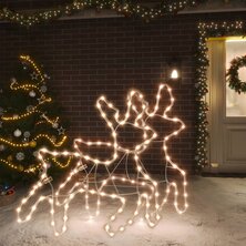 Kerstfiguur rendier met LED&apos;s 2 st 57x55x4,5 cm warmwit