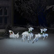 Buitenkerstversiering rendieren en slee 100 LED&apos;s zilverkleurig