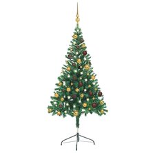 Kunstkerstboom met verlichting en kerstballen 380 takken 150 cm