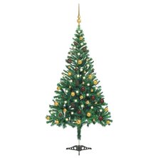 Kunstkerstboom met verlichting en kerstballen 910 takken 210 cm