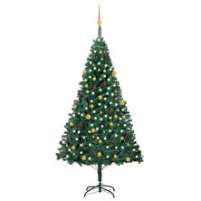 Kunstkerstboom met verlichting en kerstballen 240 cm groen