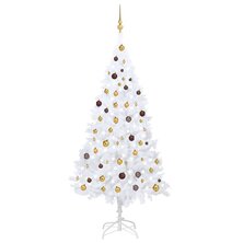 Kunstkerstboom met verlichting en kerstballen 210 cm PVC wit