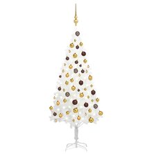 Kunstkerstboom met verlichting en kerstballen 120 cm wit