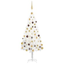 Kunstkerstboom met verlichting en kerstballen 150 cm PVC wit