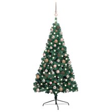 Kunstkerstboom met verlichting en kerstballen half 240 cm groen