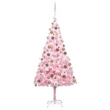 Kunstkerstboom met verlichting en kerstballen 240 cm PVC roze